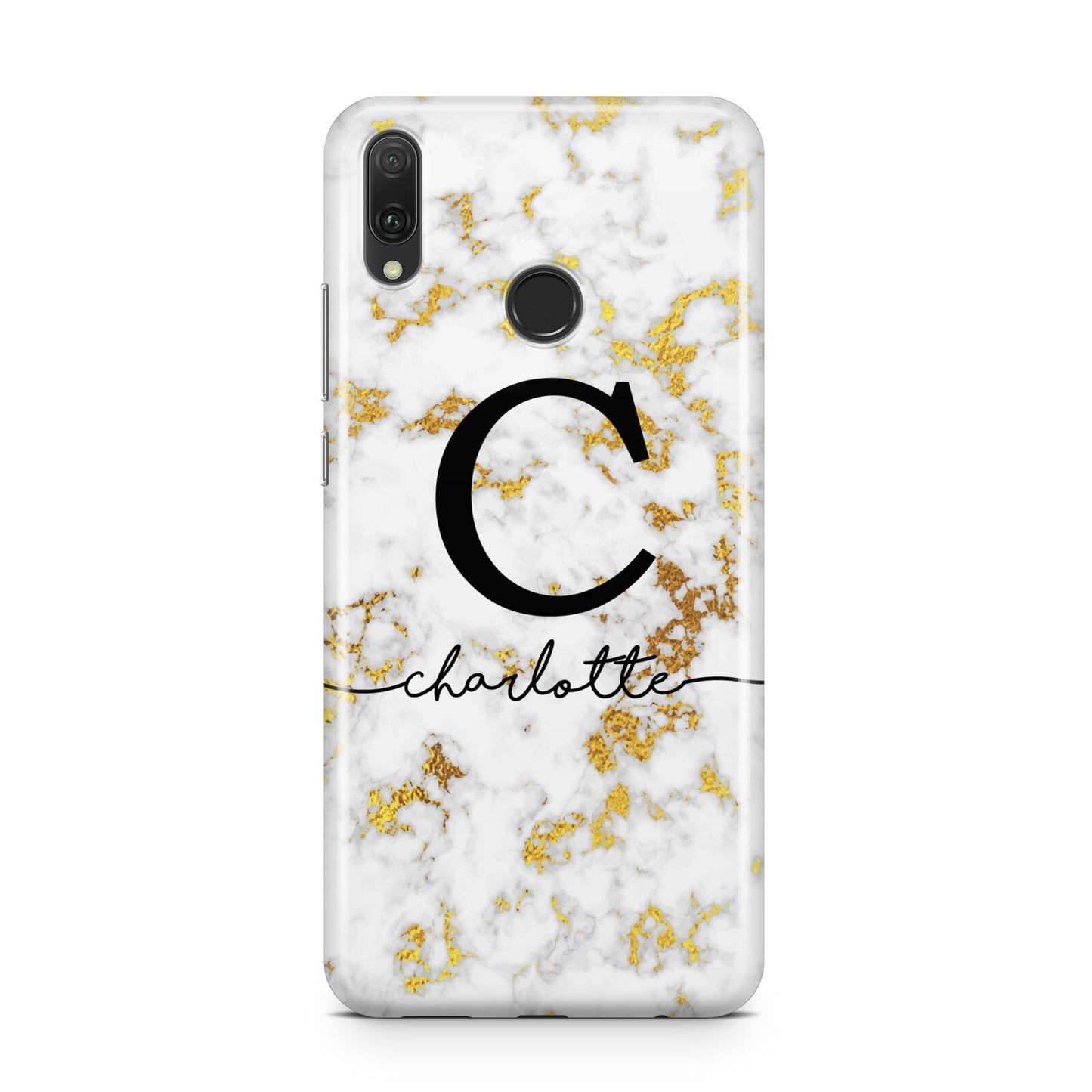 Initialled White Gold Marble with Name Huawei Y9 2019