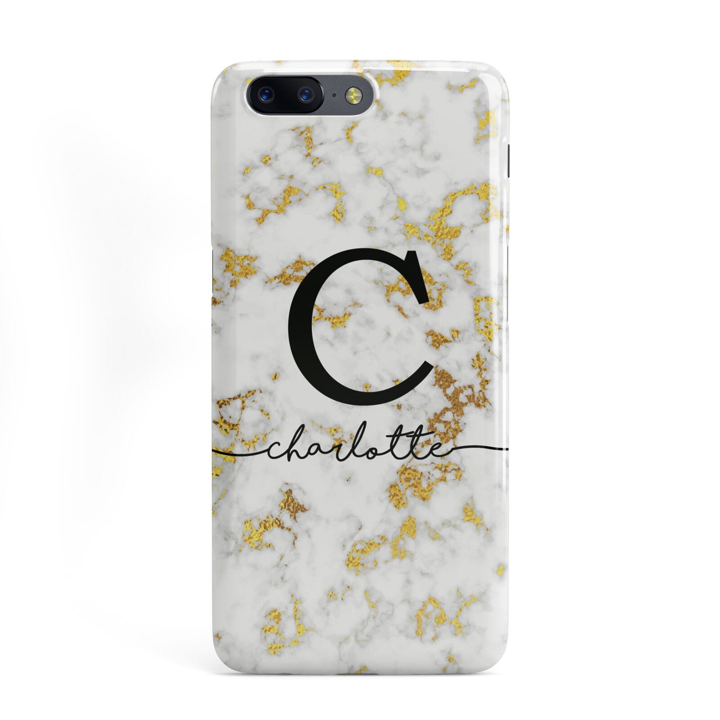 Initialled White Gold Marble with Name OnePlus Case