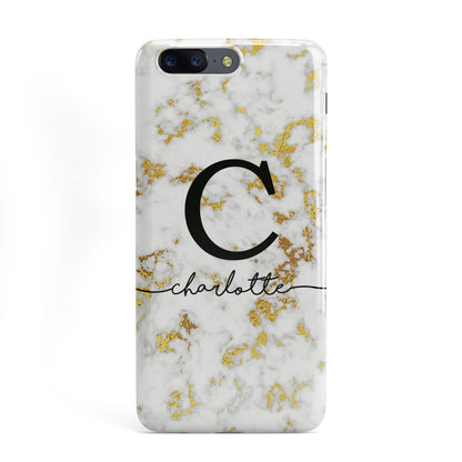 Initialled White Gold Marble with Name OnePlus Case