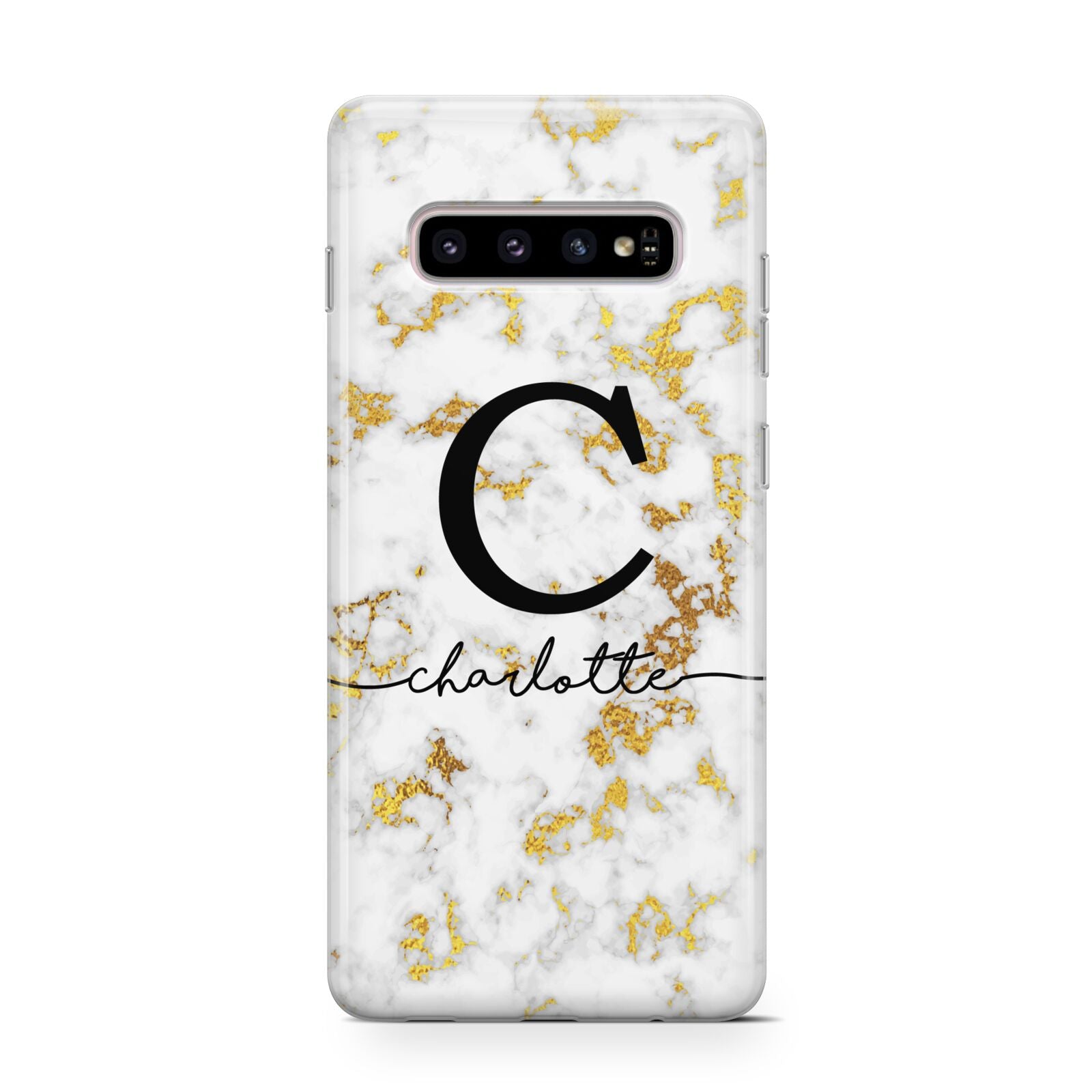 Initialled White Gold Marble with Name Protective Samsung Galaxy Case