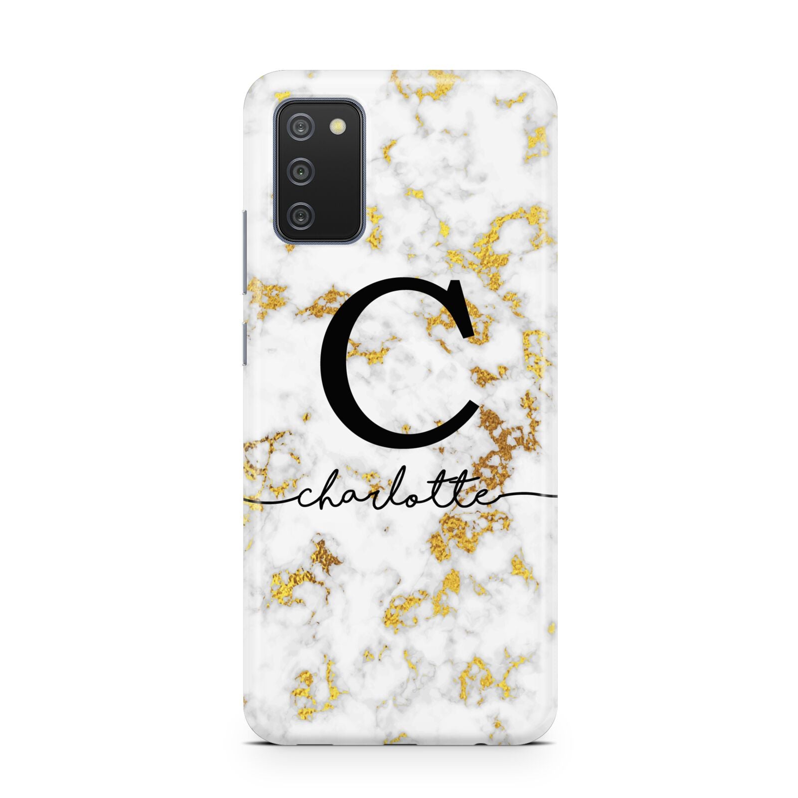 Initialled White Gold Marble with Name Samsung A02s Case