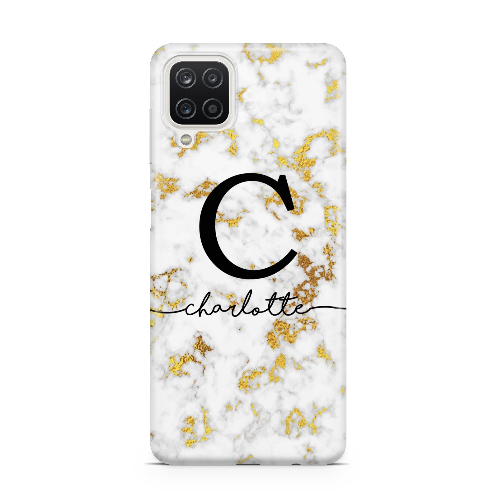 Initialled White Gold Marble with Name Samsung A12 Case