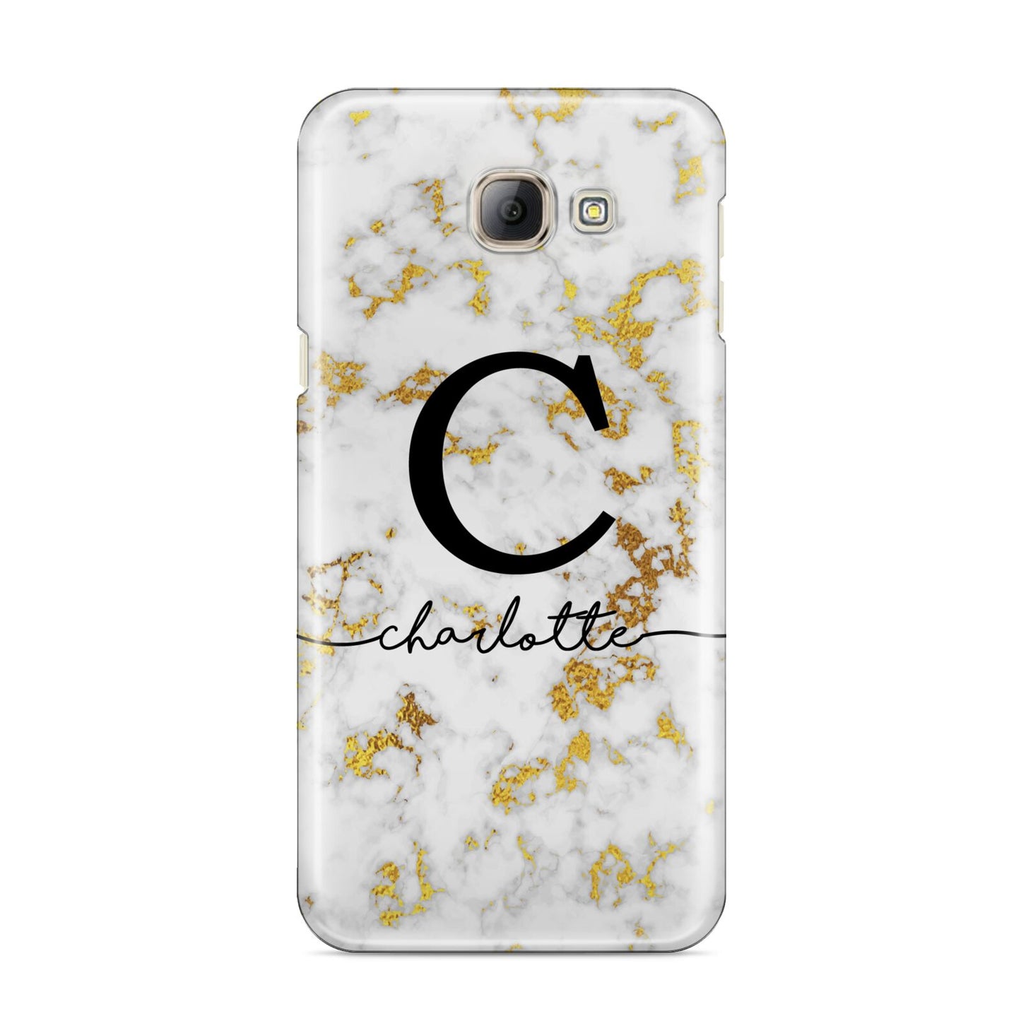 Initialled White Gold Marble with Name Samsung Galaxy A8 2016 Case