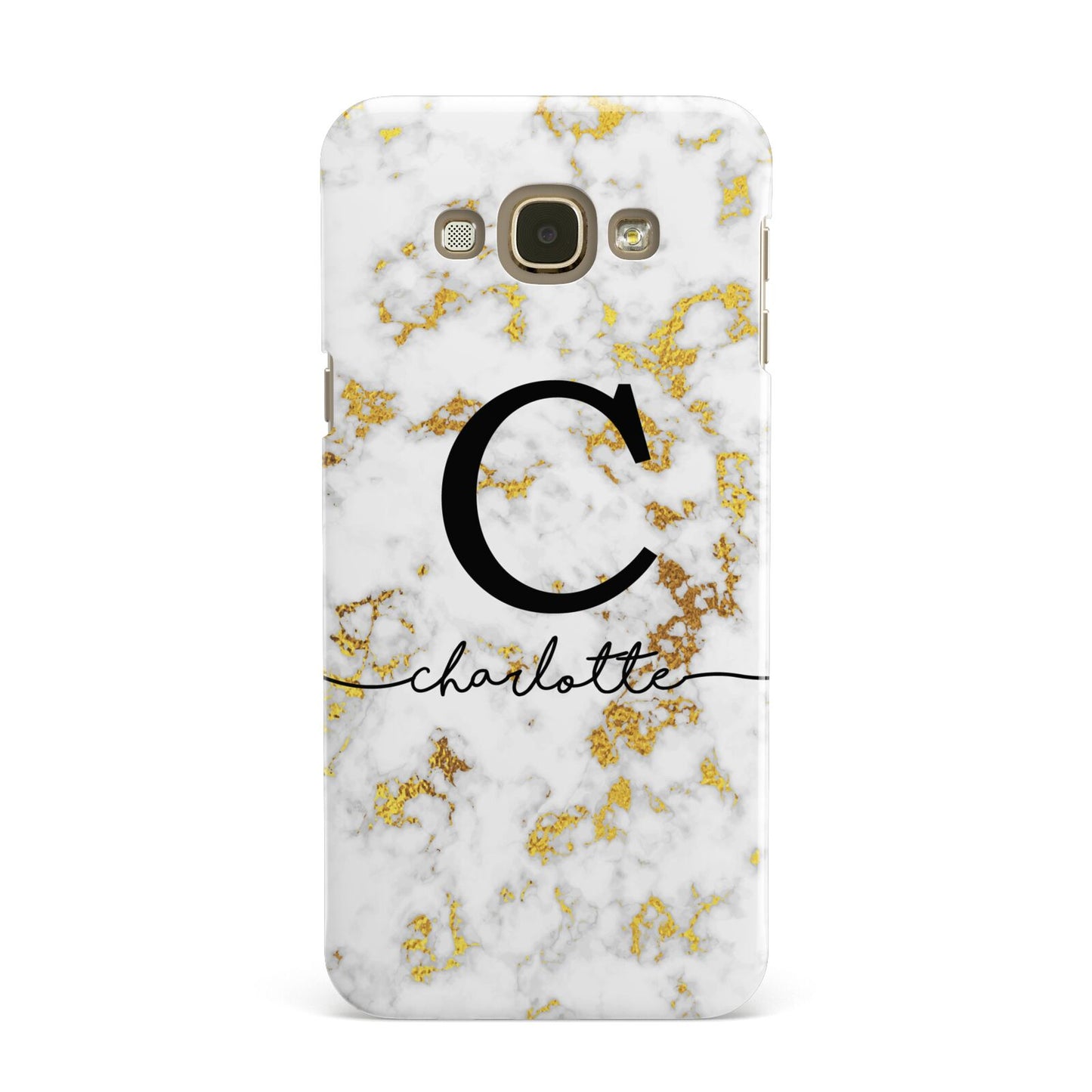 Initialled White Gold Marble with Name Samsung Galaxy A8 Case