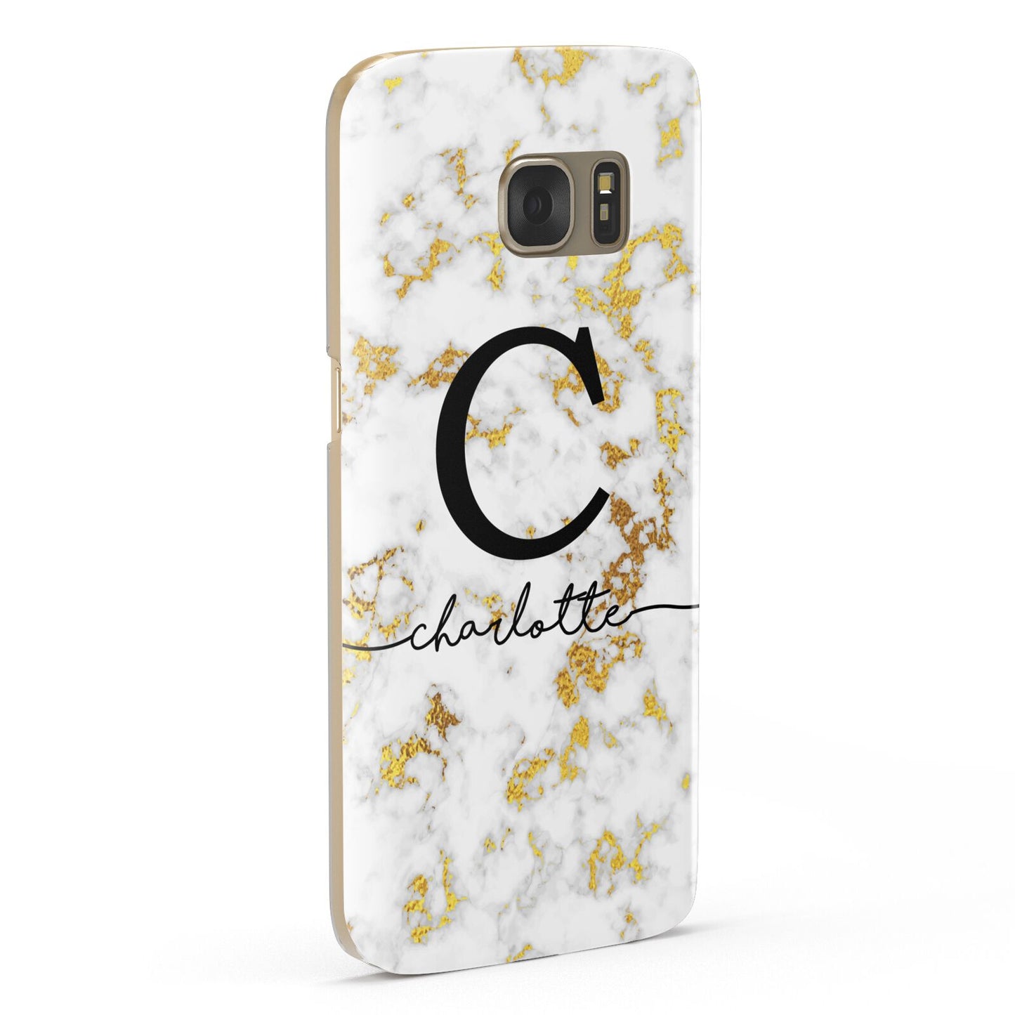 Initialled White Gold Marble with Name Samsung Galaxy Case Fourty Five Degrees