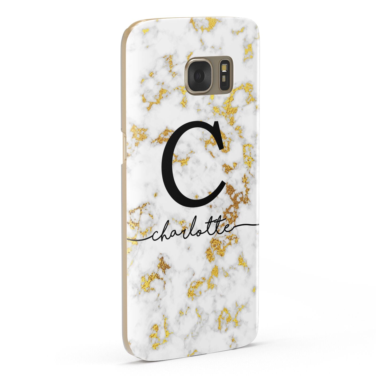 Initialled White Gold Marble with Name Samsung Galaxy Case Fourty Five Degrees