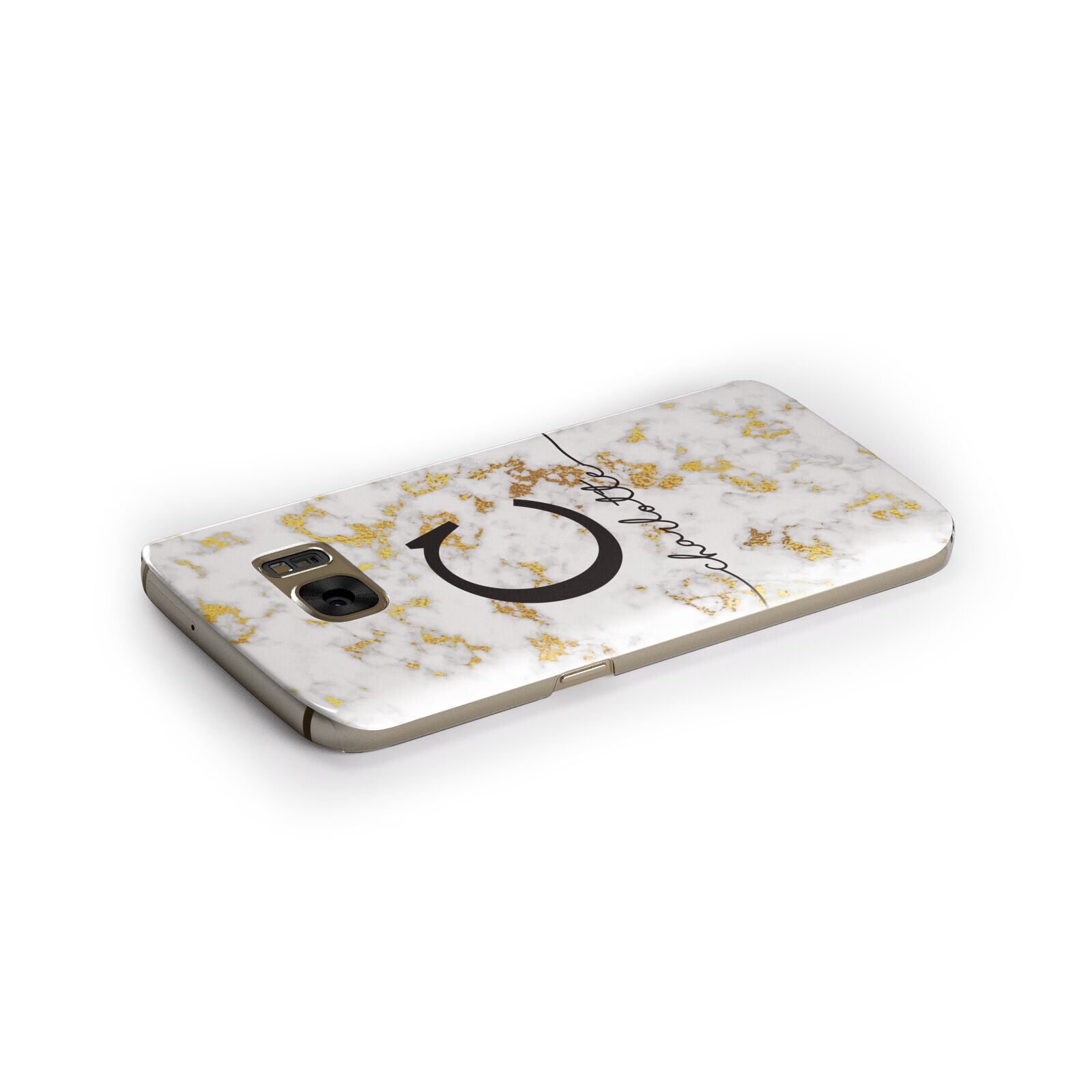 Initialled White Gold Marble with Name Samsung Galaxy Case Side Close Up