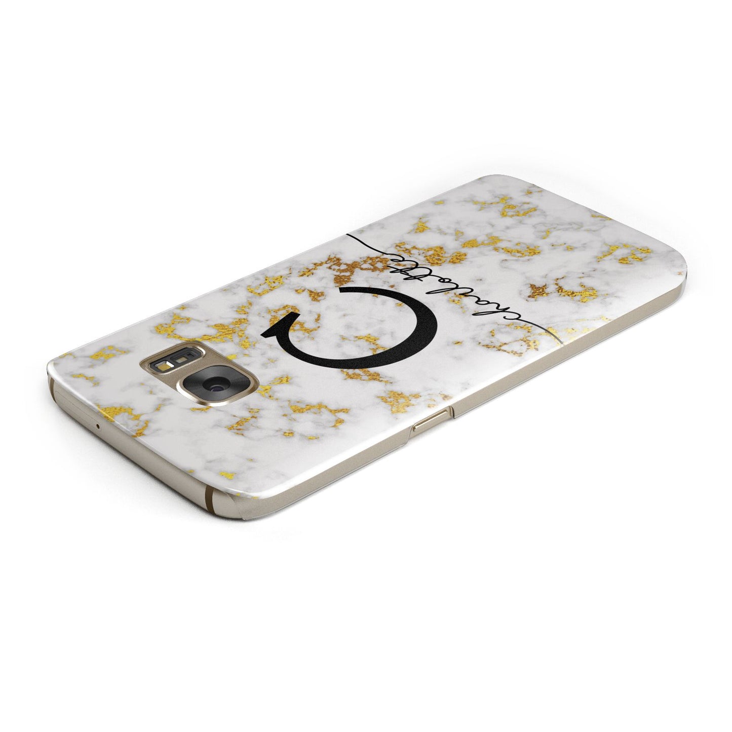 Initialled White Gold Marble with Name Samsung Galaxy Case Top Cutout