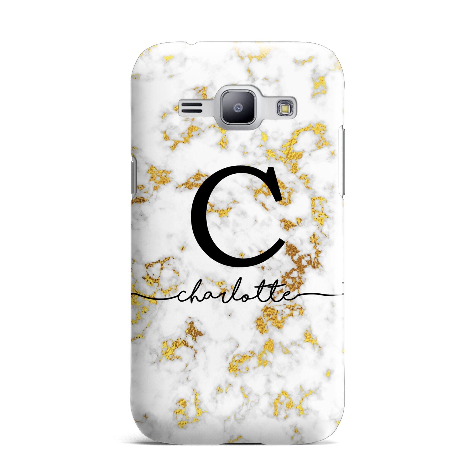 Initialled White Gold Marble with Name Samsung Galaxy J1 2015 Case