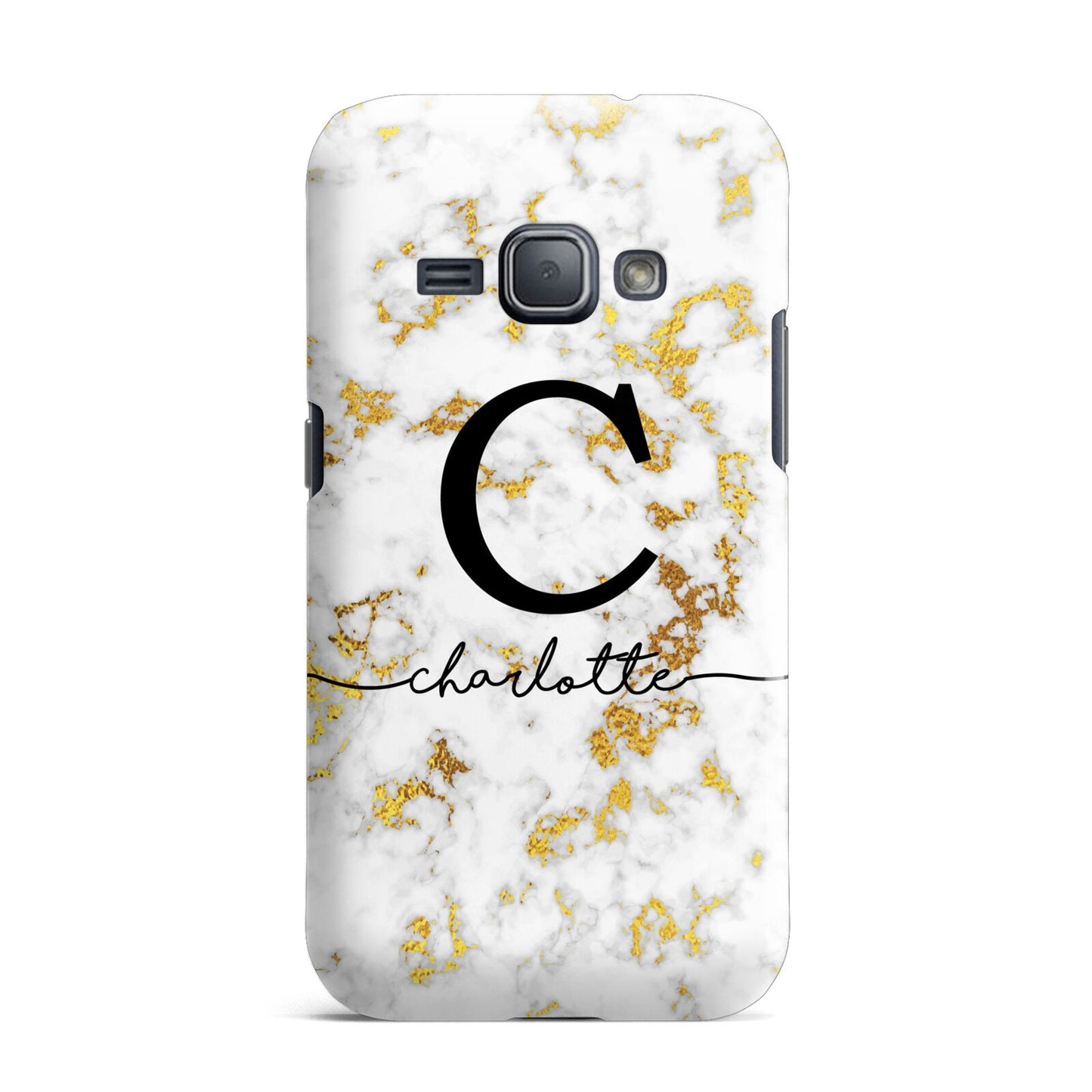 Initialled White Gold Marble with Name Samsung Galaxy J1 2016 Case