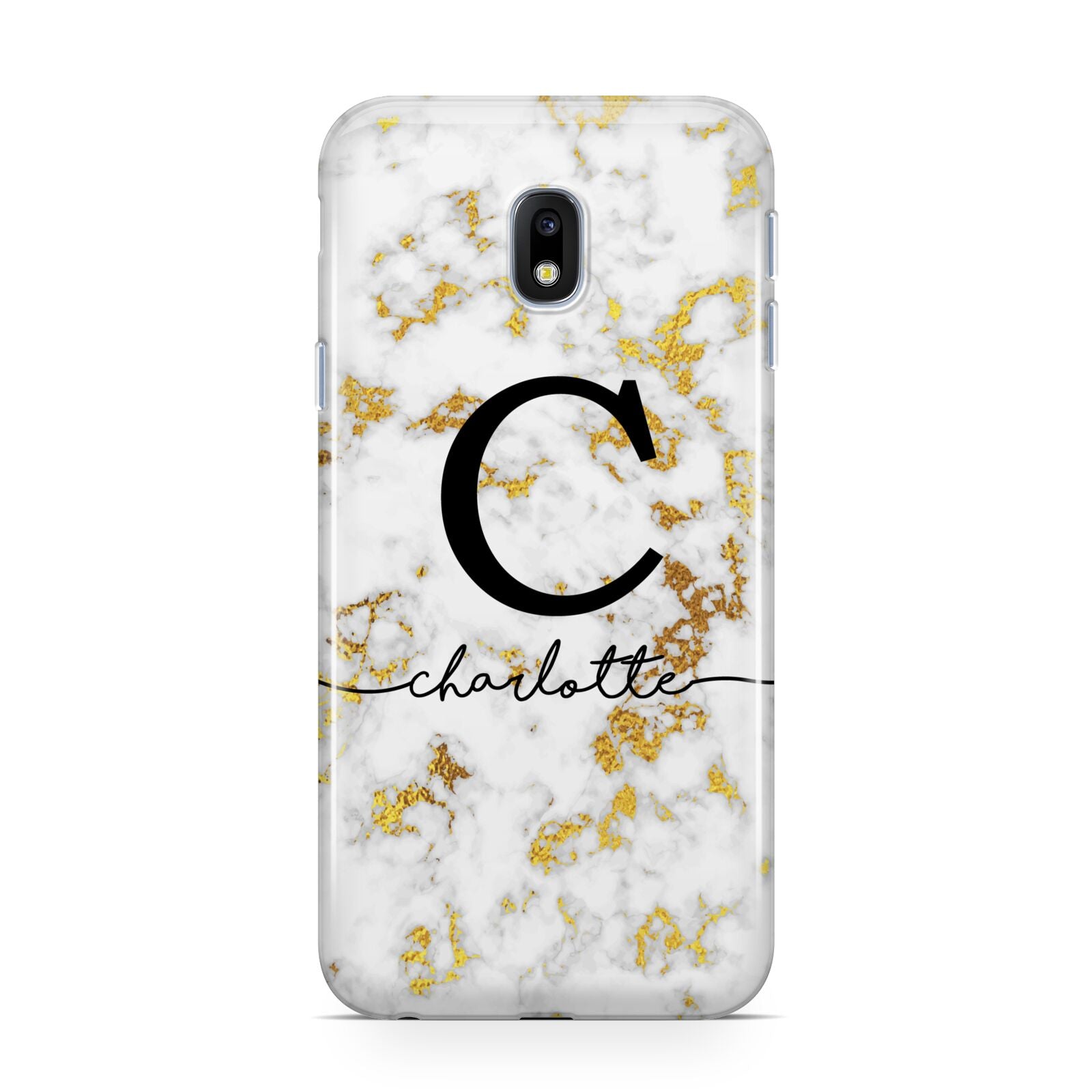 Initialled White Gold Marble with Name Samsung Galaxy J3 2017 Case