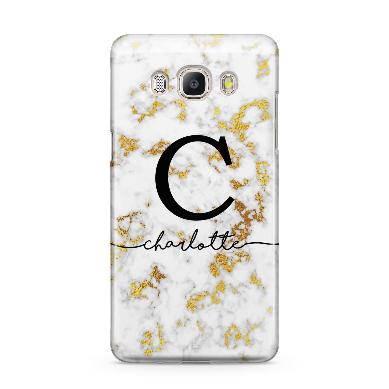 Initialled White Gold Marble with Name Samsung Galaxy J5 2016 Case