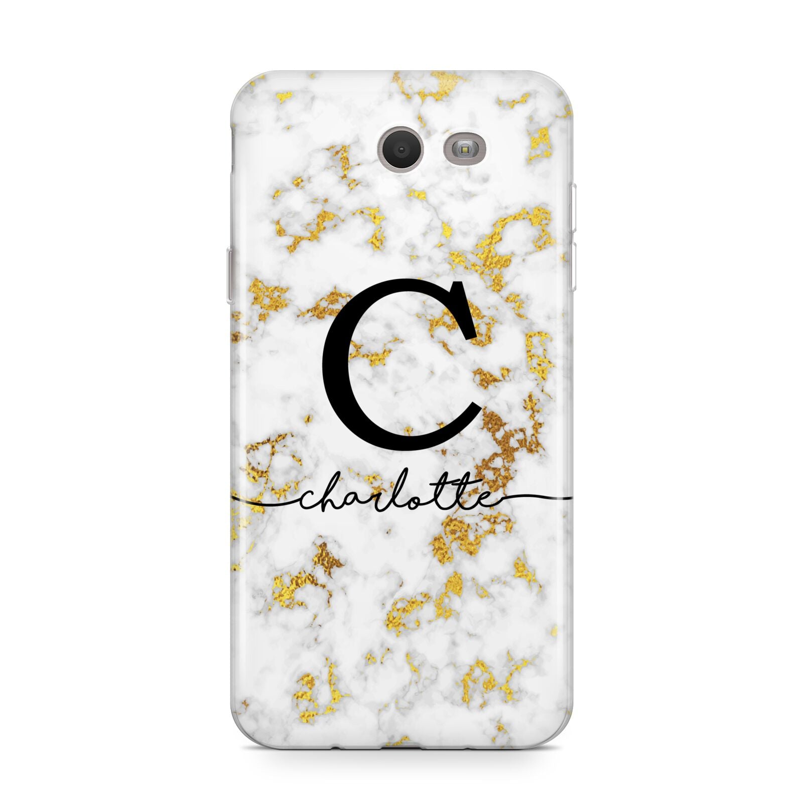 Initialled White Gold Marble with Name Samsung Galaxy J7 2017 Case