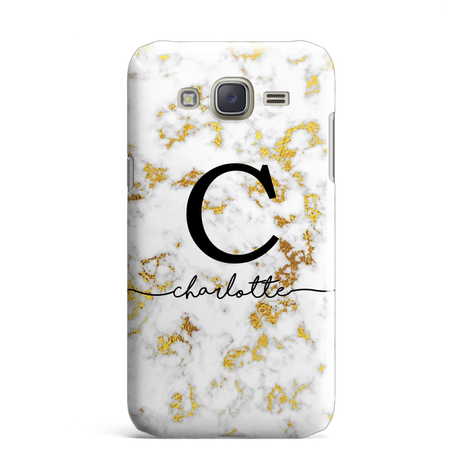 Initialled White Gold Marble with Name Samsung Galaxy J7 Case