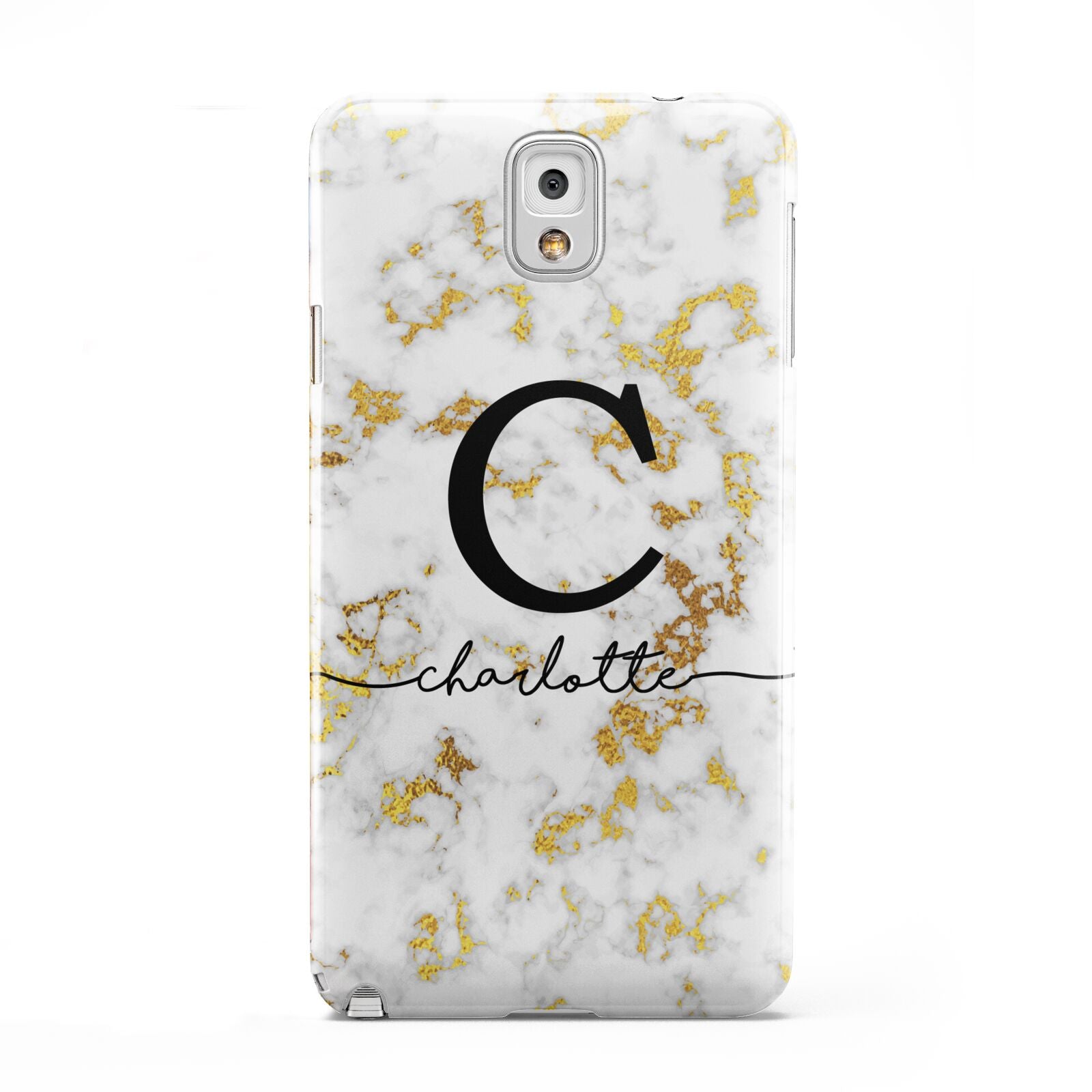 Initialled White Gold Marble with Name Samsung Galaxy Note 3 Case