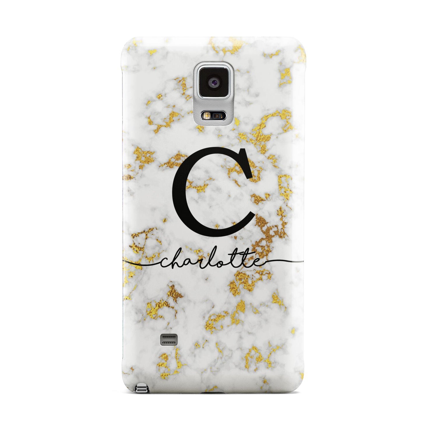 Initialled White Gold Marble with Name Samsung Galaxy Note 4 Case