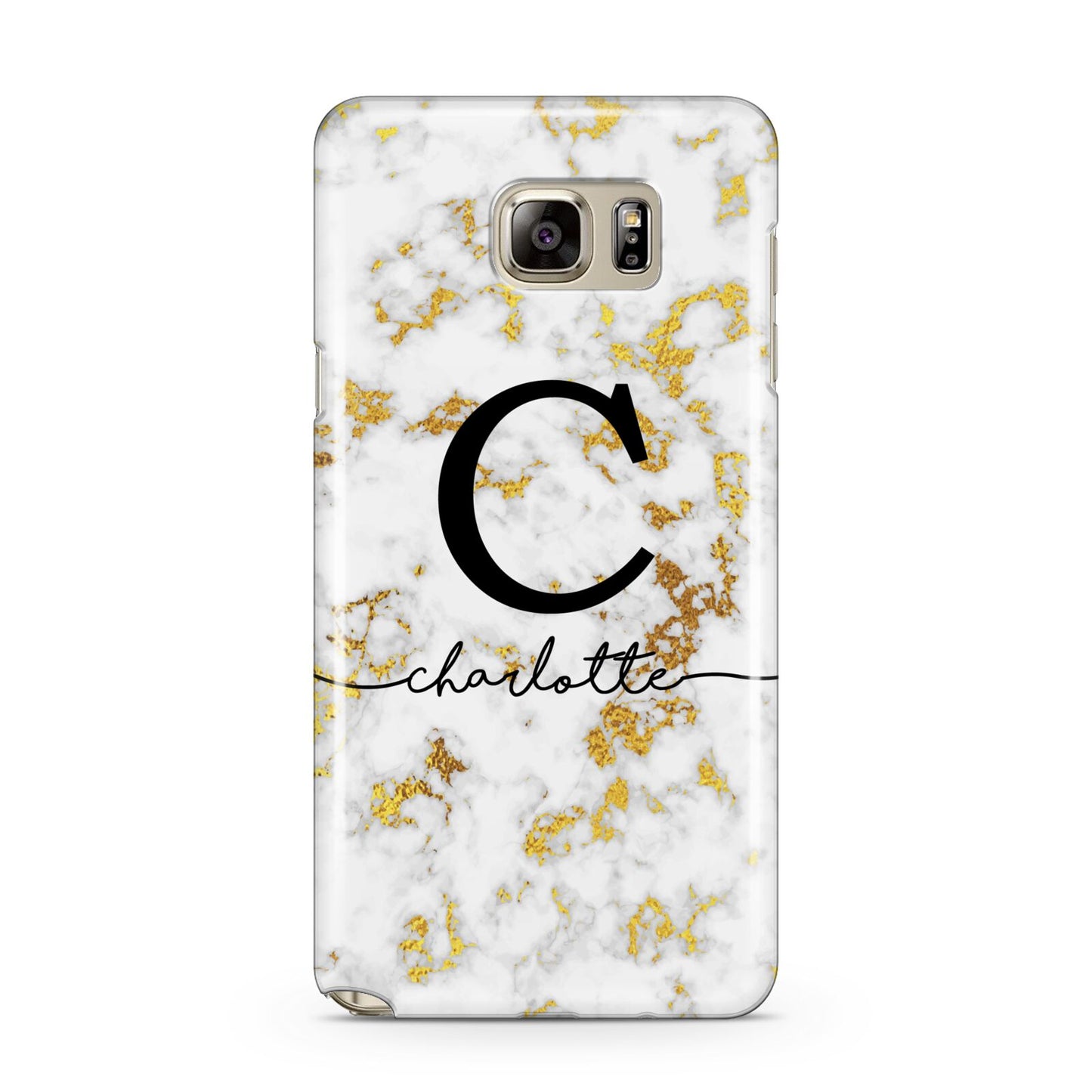 Initialled White Gold Marble with Name Samsung Galaxy Note 5 Case