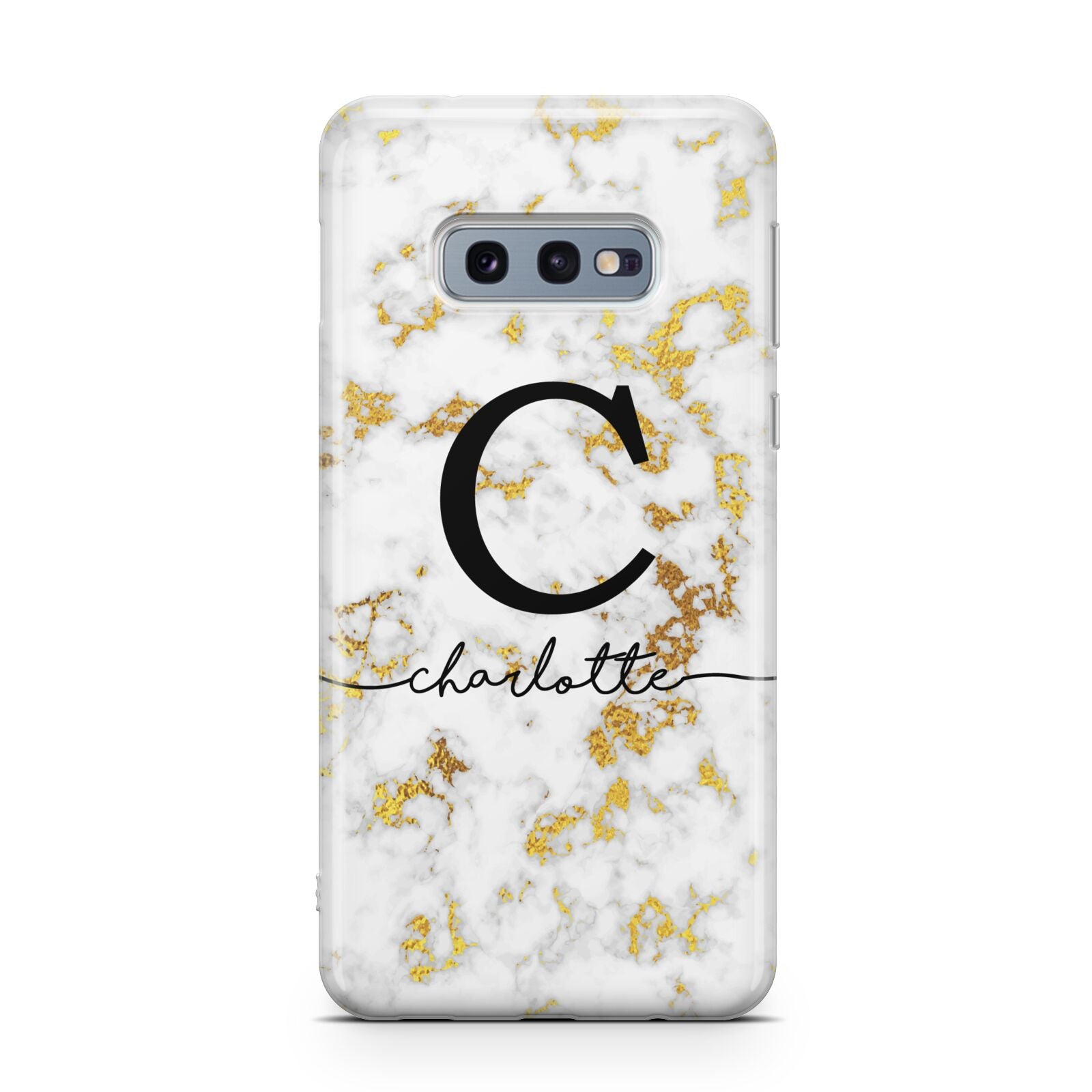 Initialled White Gold Marble with Name Samsung Galaxy S10E Case