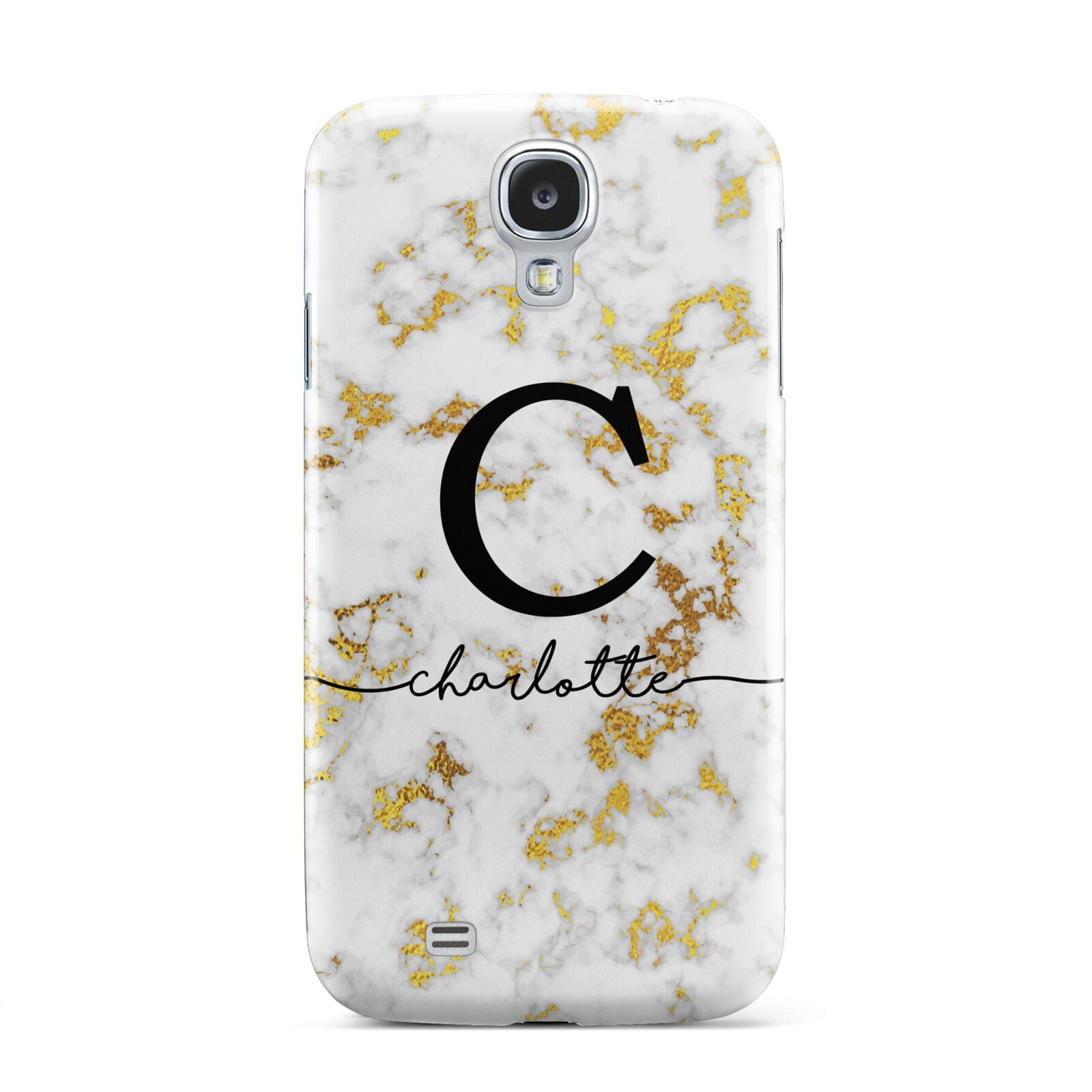 Initialled White Gold Marble with Name Samsung Galaxy S4 Case