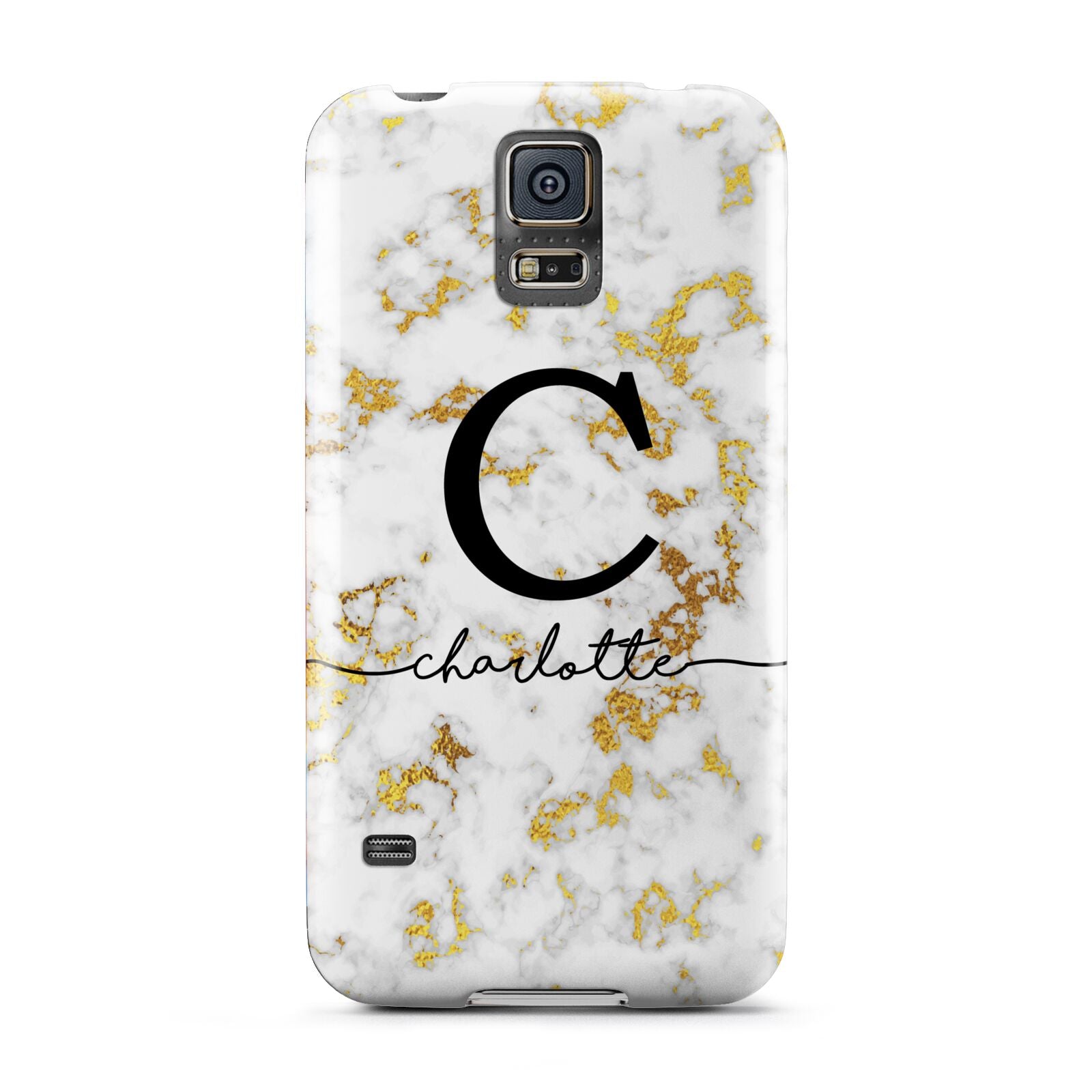 Initialled White Gold Marble with Name Samsung Galaxy S5 Case