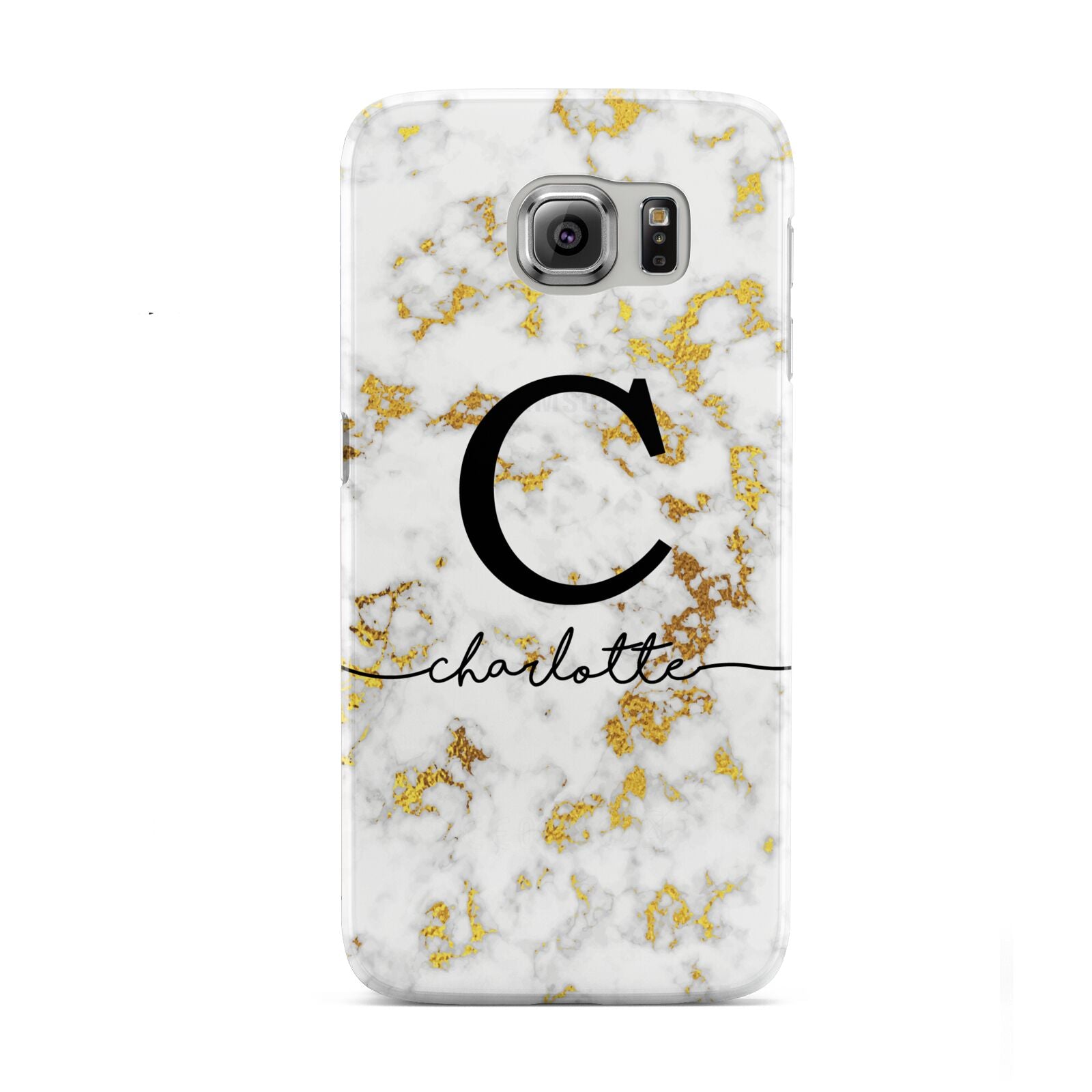 Initialled White Gold Marble with Name Samsung Galaxy S6 Case