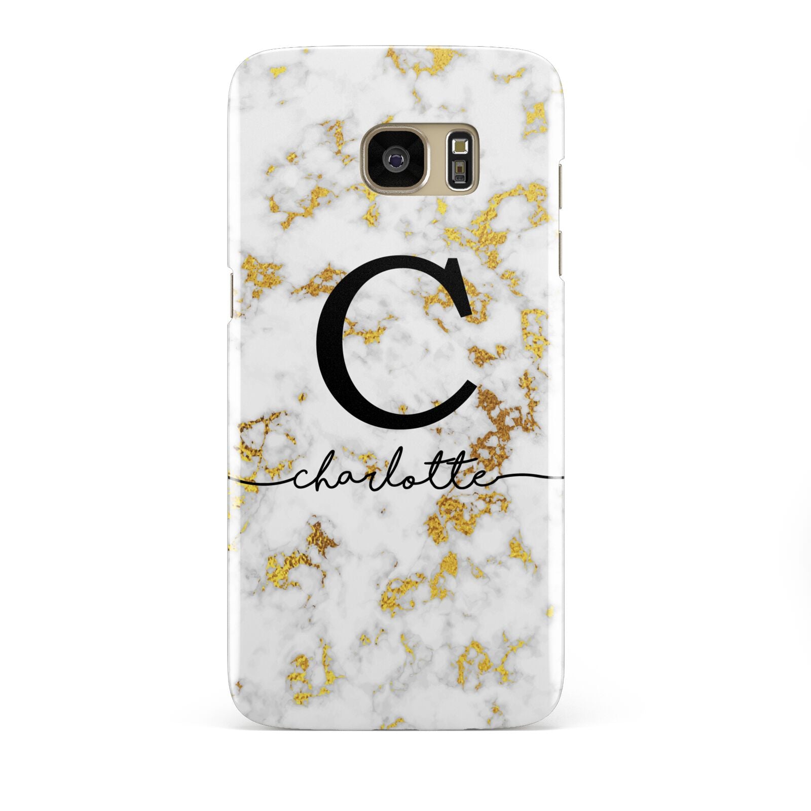 Initialled White Gold Marble with Name Samsung Galaxy S7 Edge Case