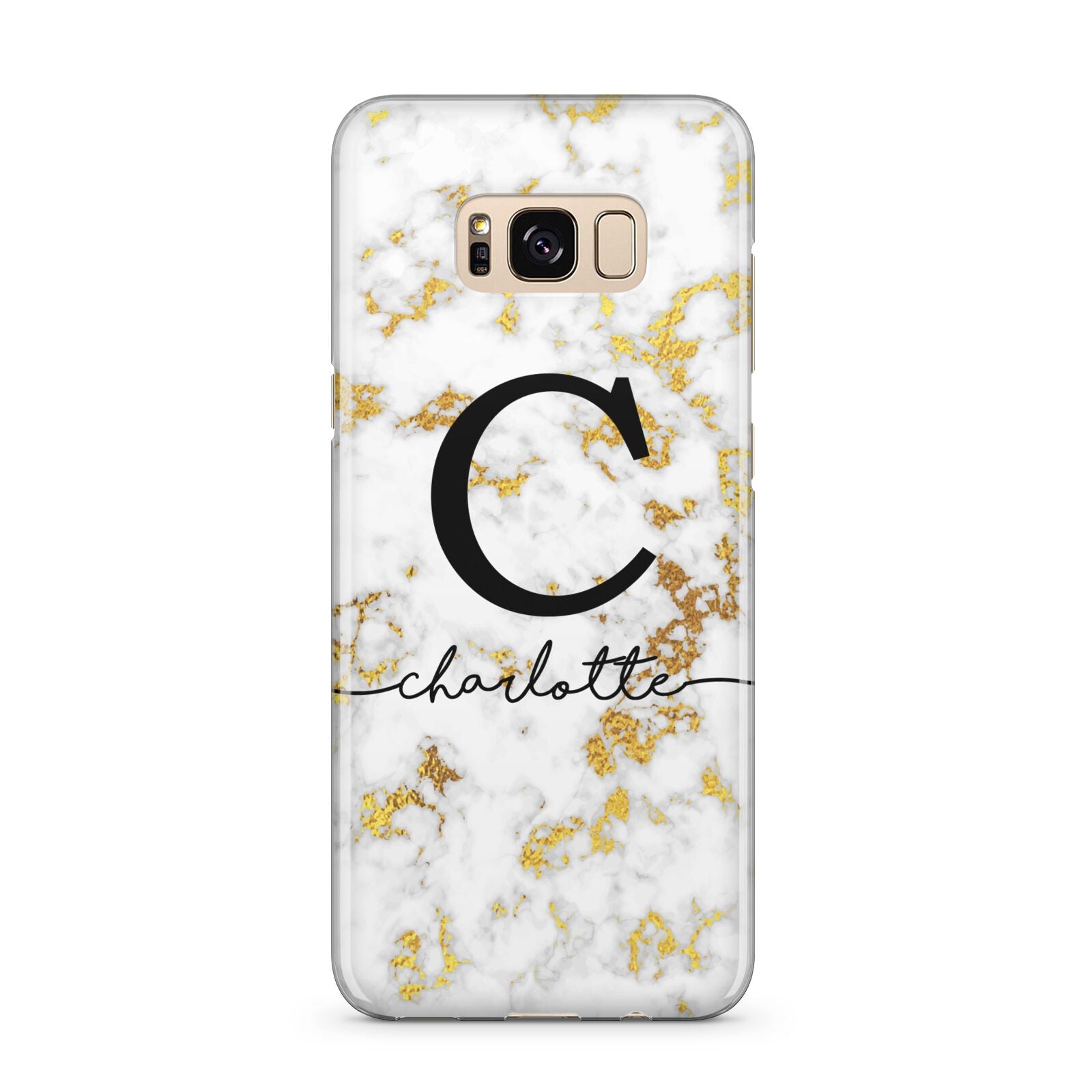 Initialled White Gold Marble with Name Samsung Galaxy S8 Plus Case