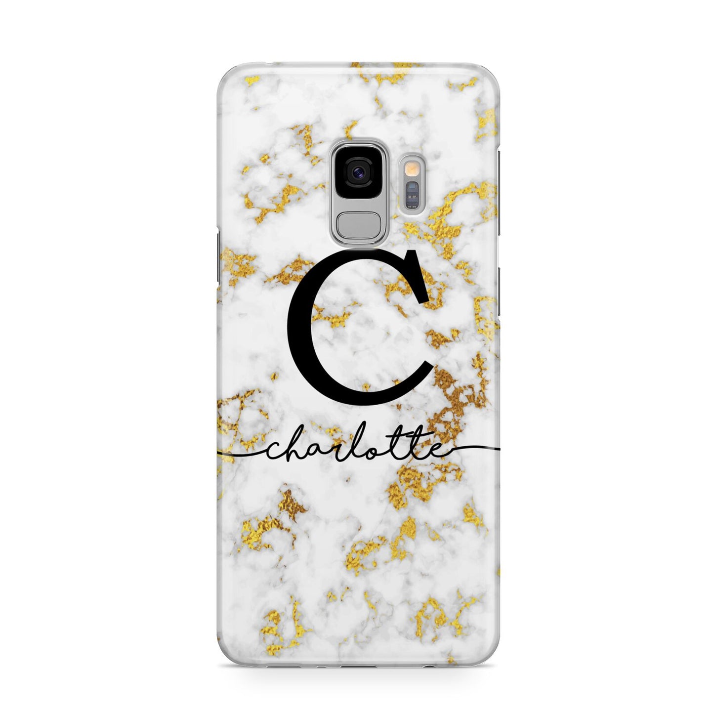 Initialled White Gold Marble with Name Samsung Galaxy S9 Case