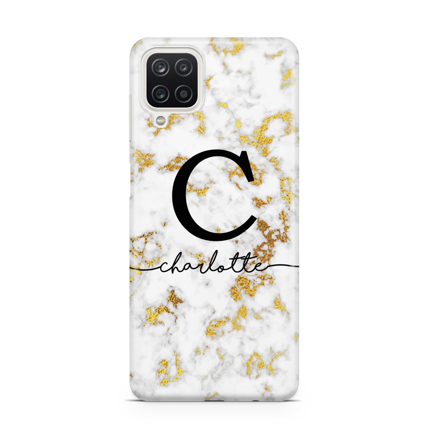 Initialled White Gold Marble with Name Samsung M12 Case