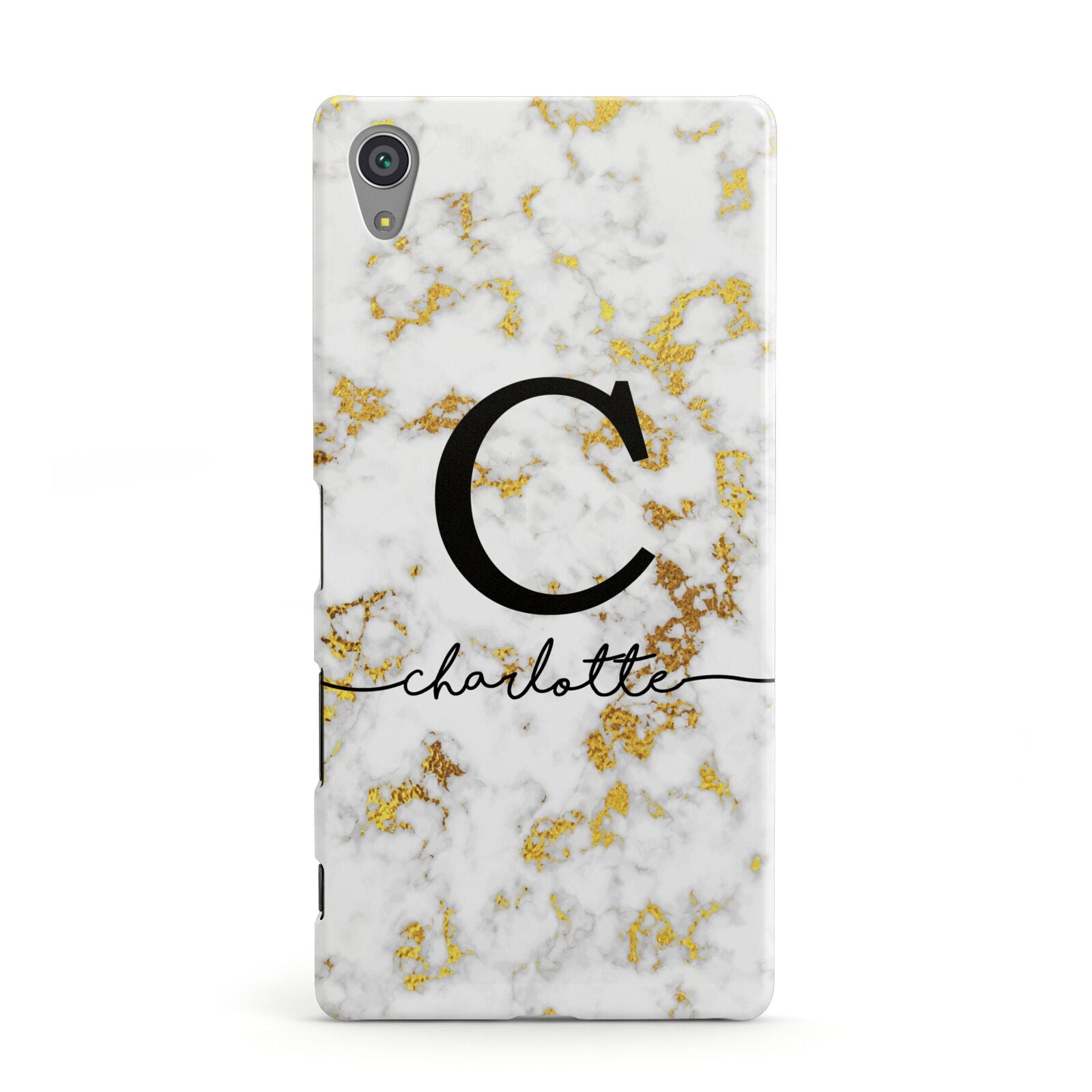 Initialled White Gold Marble with Name Sony Xperia Case