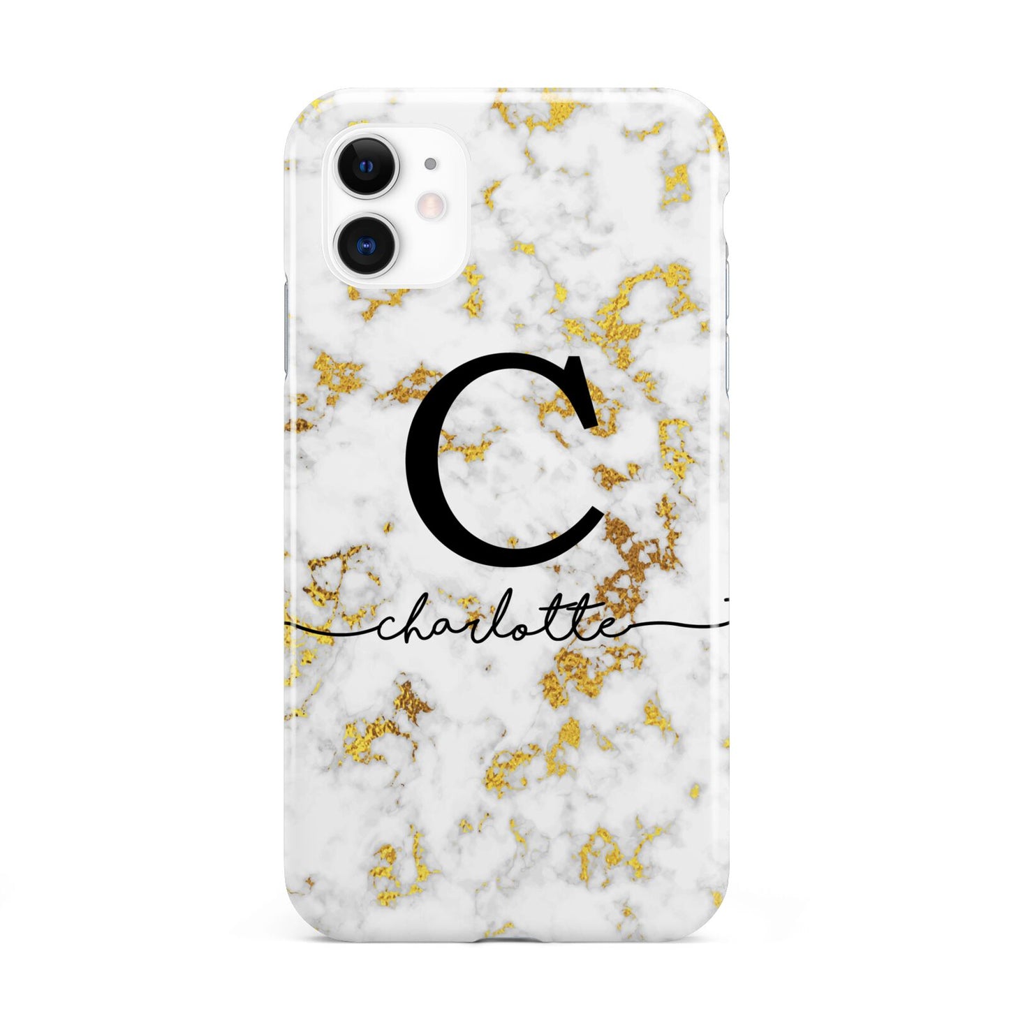 Initialled White Gold Marble with Name iPhone 11 3D Tough Case