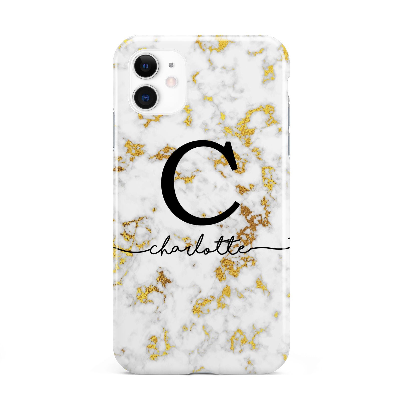 Initialled White Gold Marble with Name iPhone 11 3D Tough Case