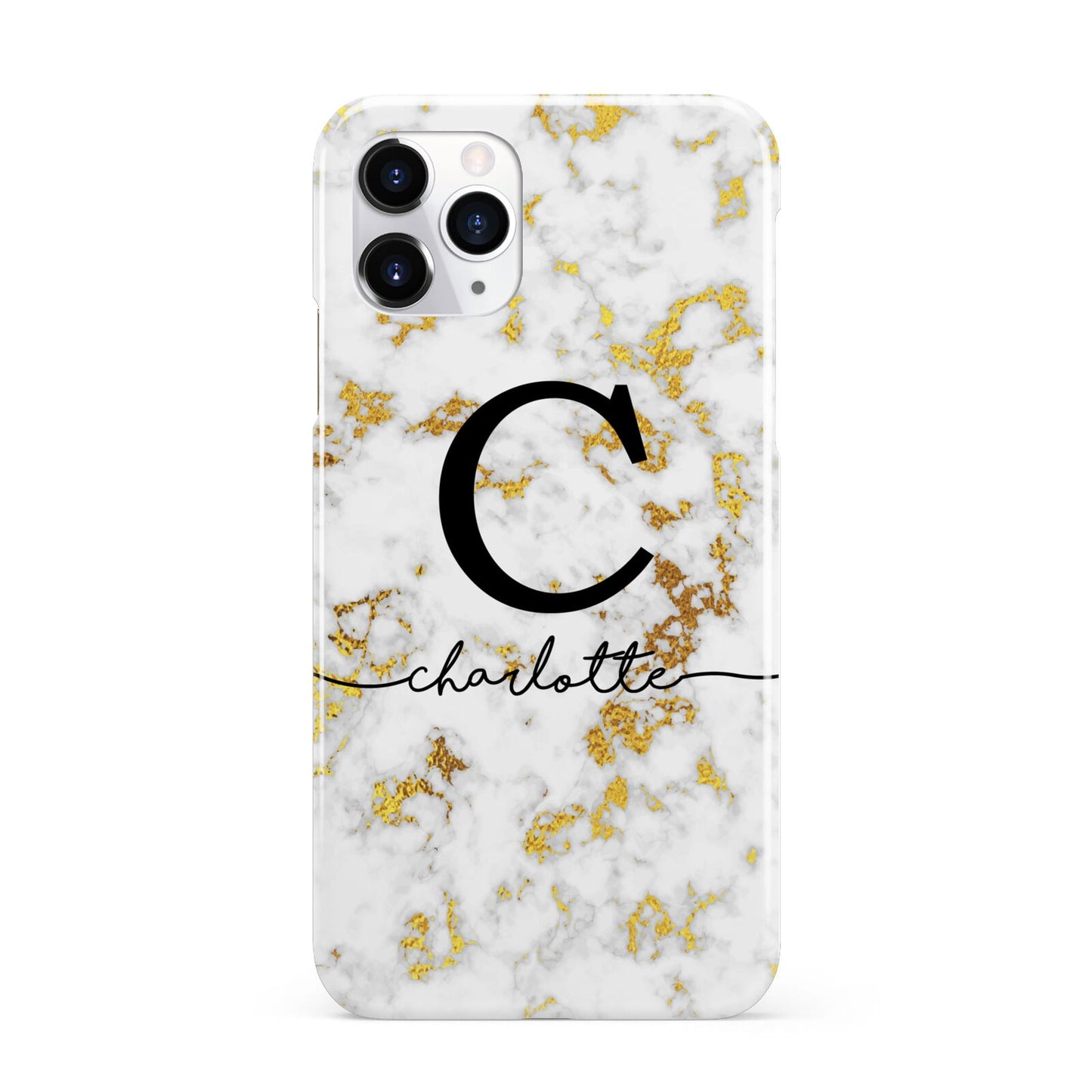 Initialled White Gold Marble with Name iPhone 11 Pro 3D Snap Case