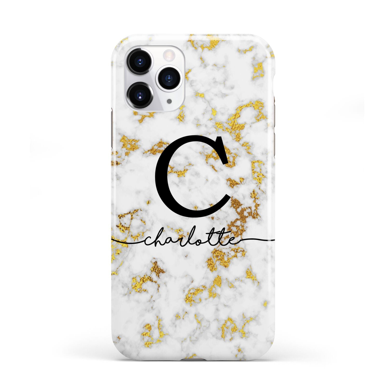 Initialled White Gold Marble with Name iPhone 11 Pro 3D Tough Case