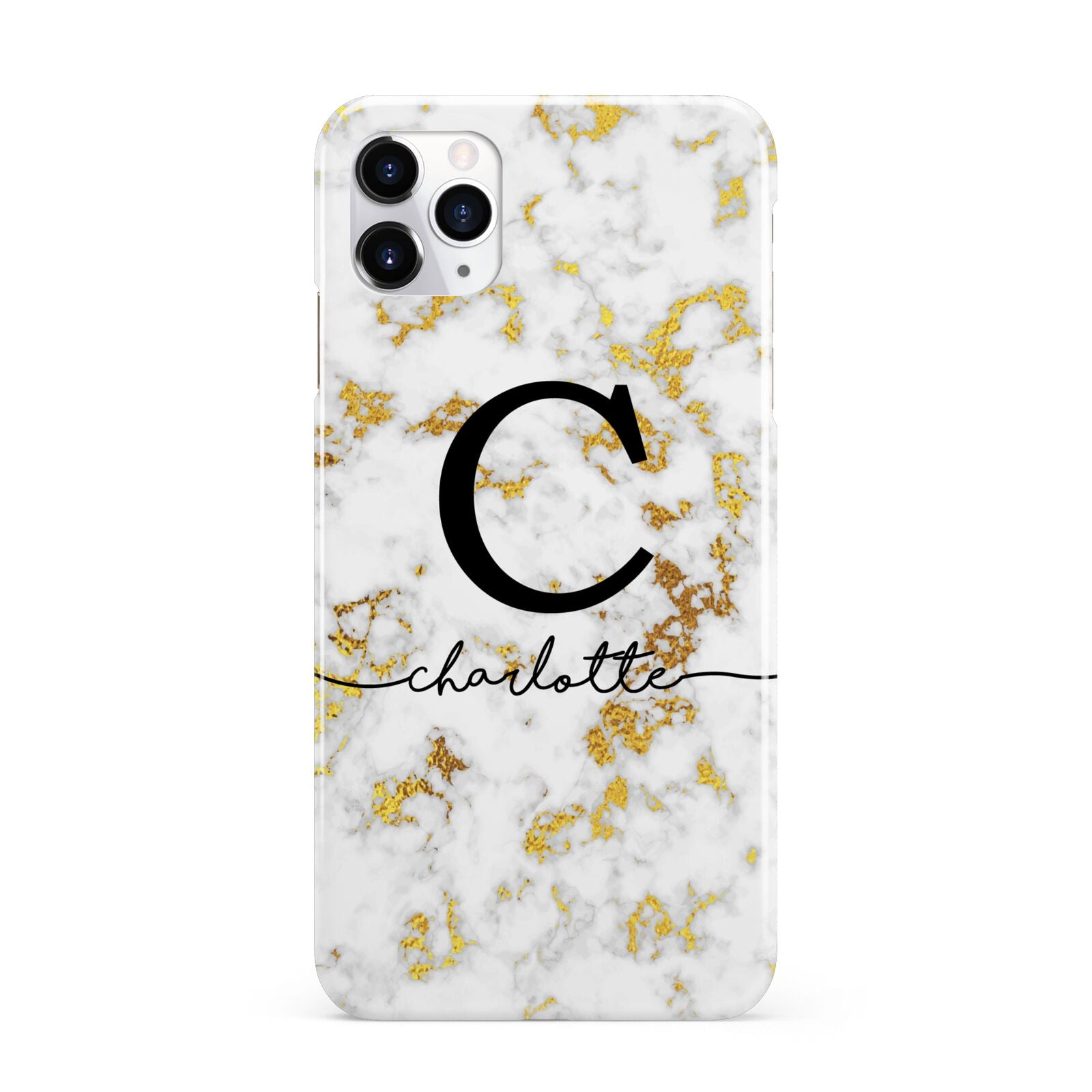 Initialled White Gold Marble with Name iPhone 11 Pro Max 3D Snap Case