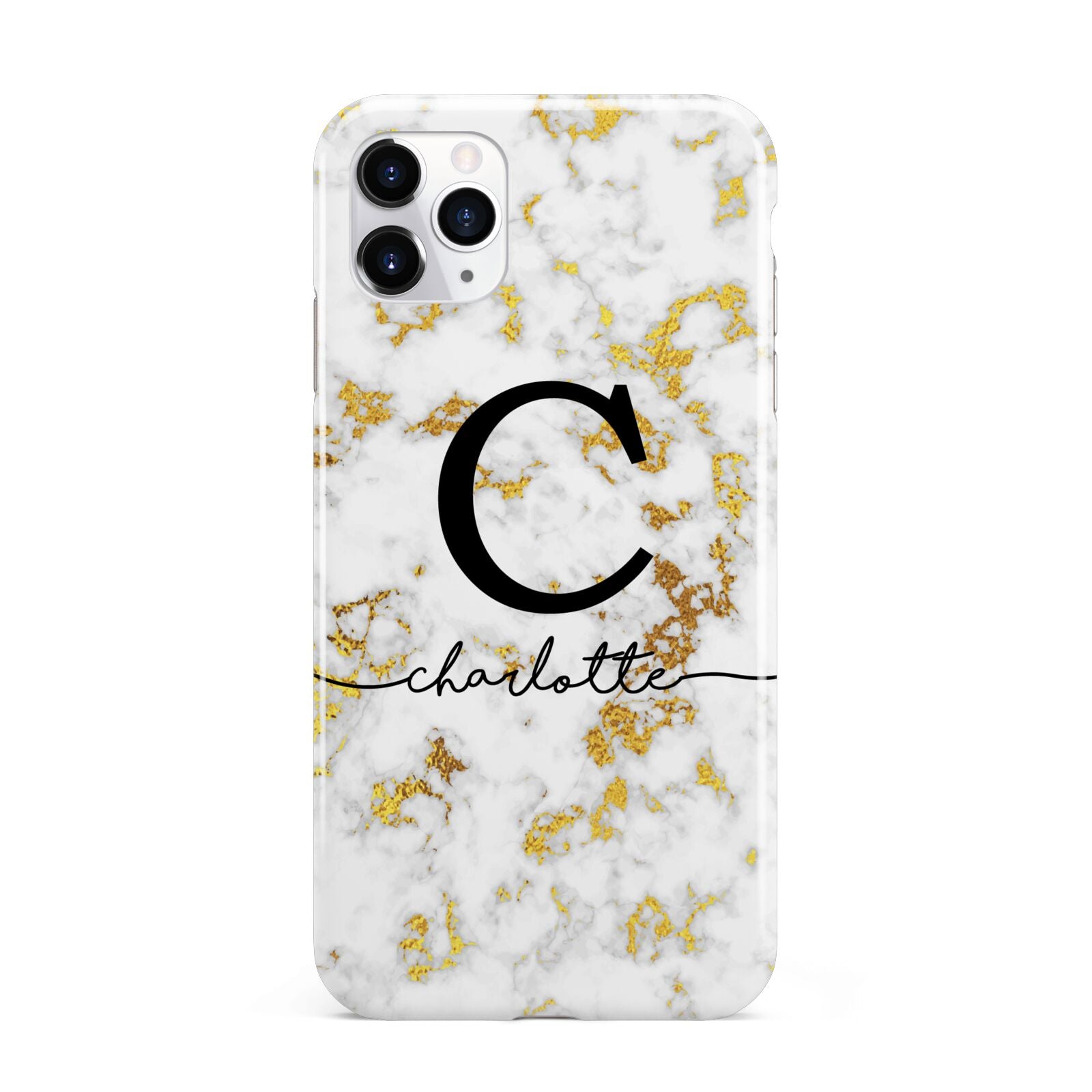 Initialled White Gold Marble with Name iPhone 11 Pro Max 3D Tough Case
