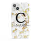 Initialled White Gold Marble with Name iPhone 13 Full Wrap 3D Snap Case