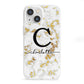 Initialled White Gold Marble with Name iPhone 13 Mini Clear Bumper Case
