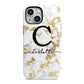 Initialled White Gold Marble with Name iPhone 13 Mini Full Wrap 3D Tough Case
