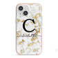 Initialled White Gold Marble with Name iPhone 13 Mini TPU Impact Case with Pink Edges