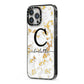 Initialled White Gold Marble with Name iPhone 13 Pro Max Black Impact Case Side Angle on Silver phone