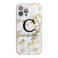 Initialled White Gold Marble with Name iPhone 13 Pro Max TPU Impact Case with Pink Edges
