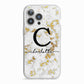 Initialled White Gold Marble with Name iPhone 13 Pro TPU Impact Case with White Edges