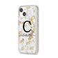 Initialled White Gold Marble with Name iPhone 14 Clear Tough Case Starlight Angled Image