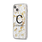 Initialled White Gold Marble with Name iPhone 14 Plus Clear Tough Case Starlight Angled Image