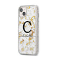 Initialled White Gold Marble with Name iPhone 14 Plus Glitter Tough Case Starlight Angled Image