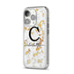 Initialled White Gold Marble with Name iPhone 14 Pro Clear Tough Case Silver Angled Image