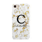 Initialled White Gold Marble with Name iPhone 8 3D Tough Case on Gold Phone