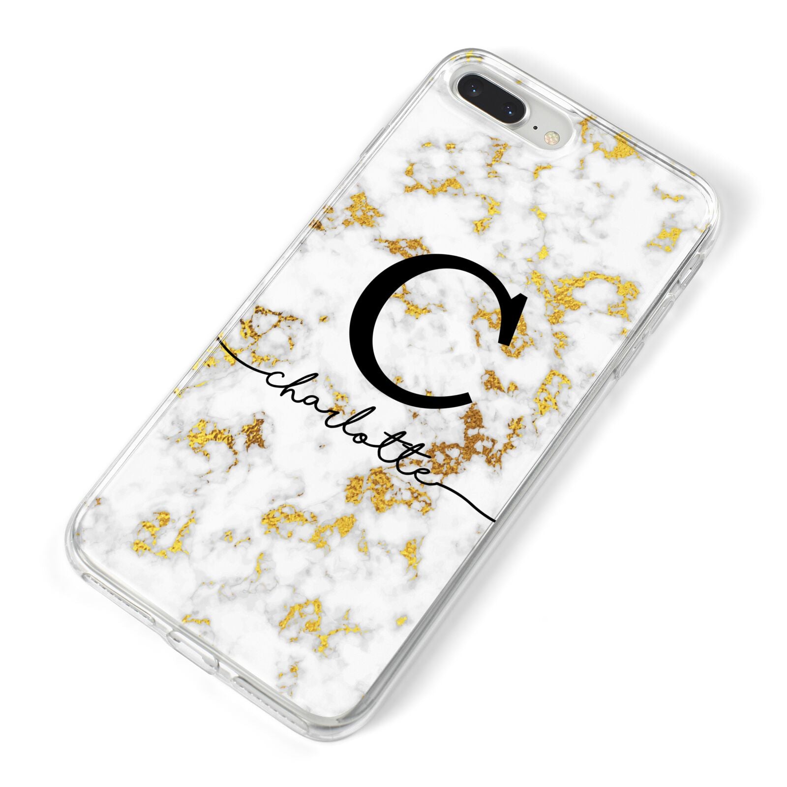 Initialled White Gold Marble with Name iPhone 8 Plus Bumper Case on Silver iPhone Alternative Image