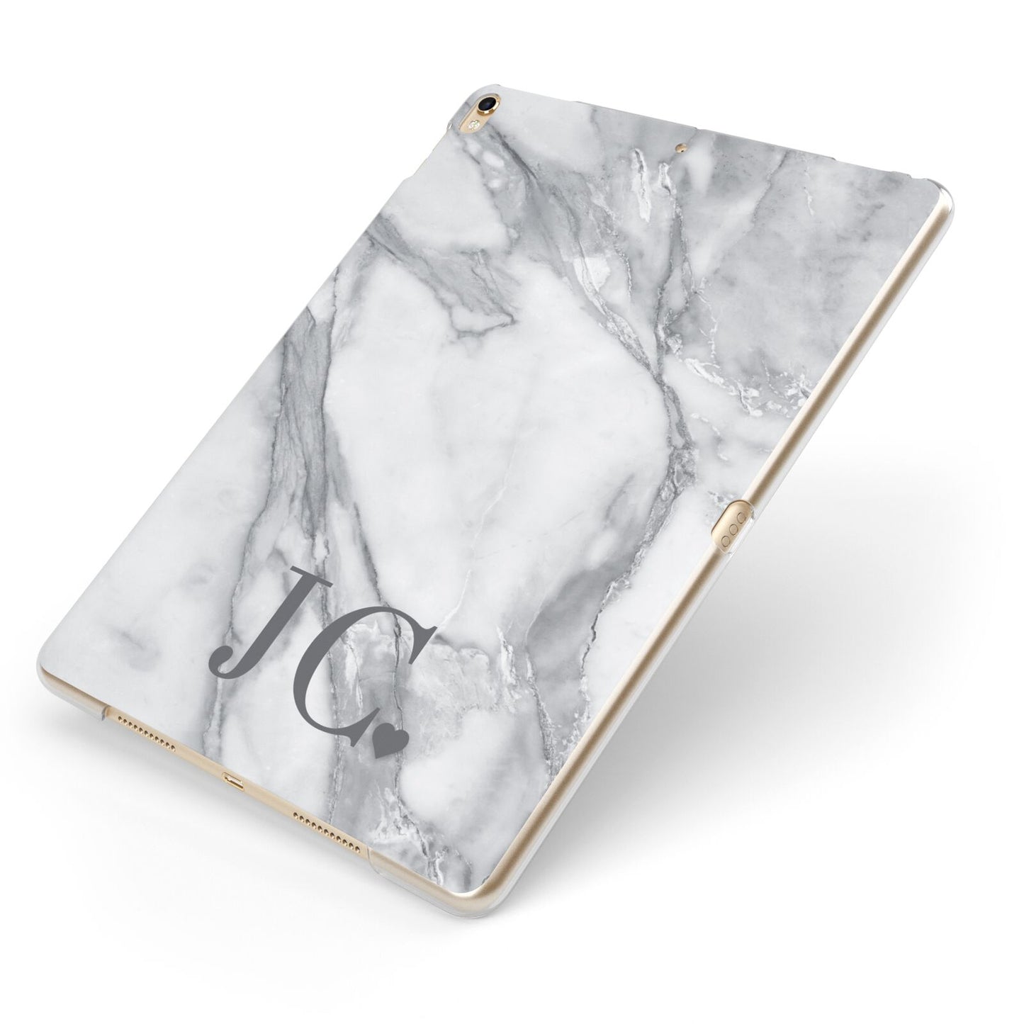 Initials Love Heart Apple iPad Case on Gold iPad Side View